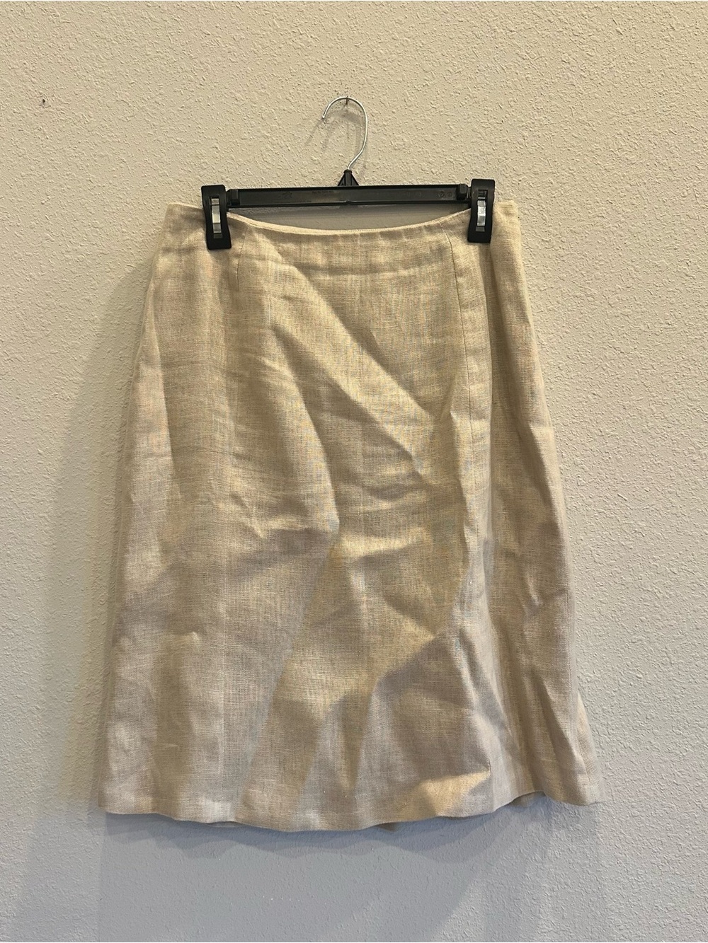 JG Hook 100% Linen A-Line Midi Skirt Beige Size 8 Classic Coastal